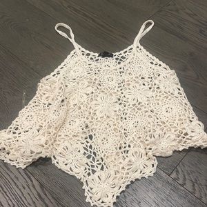 Medium/large crochet floral top flower cream beige